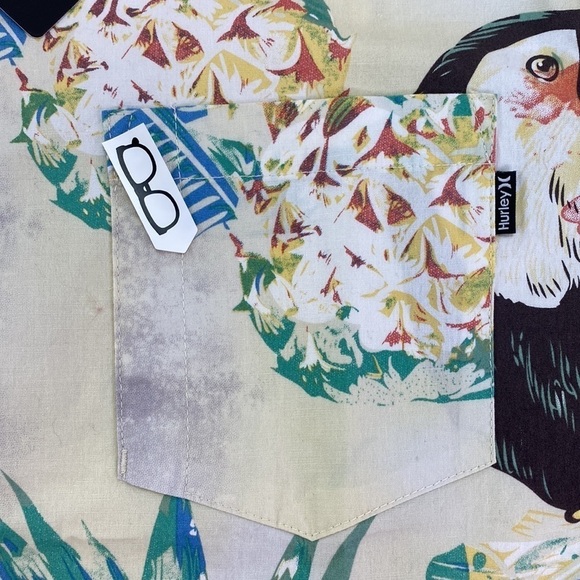 HURLEY- BODEGA PINEAPPLE WOVEN MENS COLLARED SHORT SLEEVE SHIRT - Picture 7 of 11